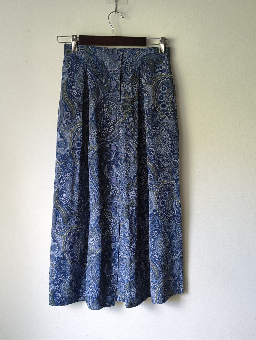Evan Picone Blue Silk Paisley Midi Skirt Size 4